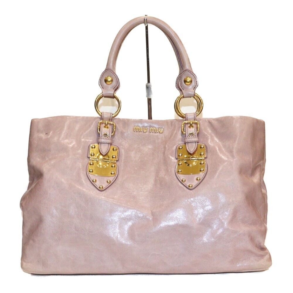 Miu Miu MUGHETTO Handbag Pink Leather Shoulder Bag Tote